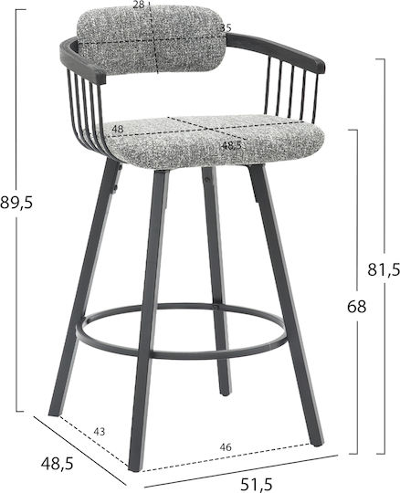 Σκαμπό Μπαρ Lang 51.5x48.5x89.5εκ. Σκαμπό Μπαρ Lang 51.5x48.5x89.5εκ.