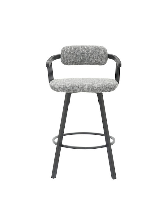 Stool Bar with Backrest Upholstered with Fabric Lang Black, Grey