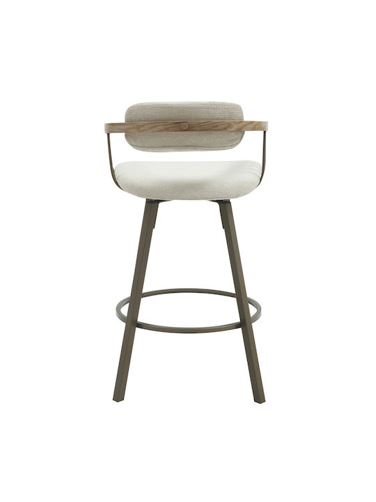 Stool Bar with Backrest Upholstered with Fabric Lang Copper-ecru 51.5x48.5x89.5cm