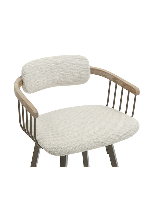 Stool Bar with Backrest Upholstered with Fabric Lang Copper-ecru 51.5x48.5x89.5cm