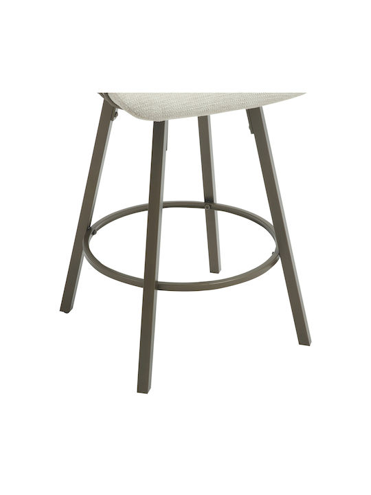 Stool Bar with Backrest Upholstered with Fabric Lang Copper-ecru 51.5x48.5x89.5cm