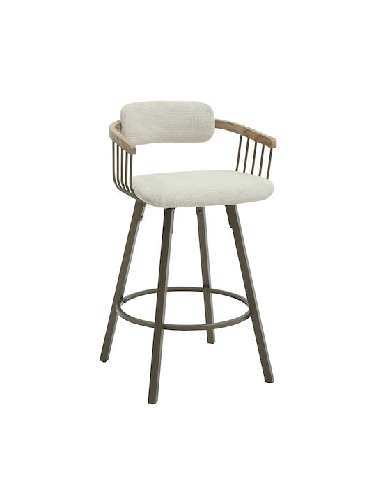 Stool Bar with Backrest Upholstered with Fabric Lang Copper-ecru 51.5x48.5x89.5cm
