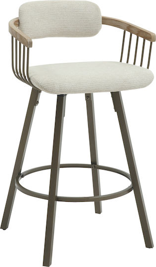 Hocker Bar mit Rückenlehne Gepolstert mit Stoff Lang Copper-ecru 51.5x48.5x89.5cm