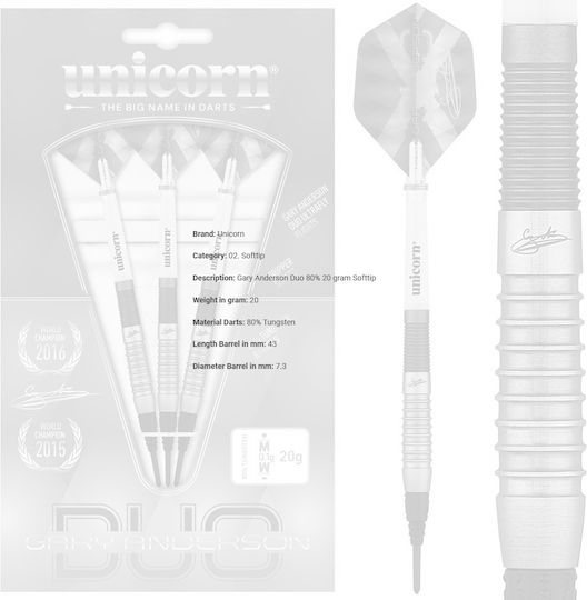 Unicorn Gary Anderson Duo 80% 20 Gram Softtip Дартс