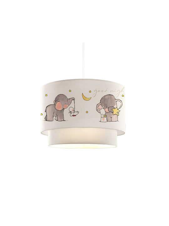 GloboStar Kids Fabric Single Ceiling Light E27 Elephant Gray 30x70cm