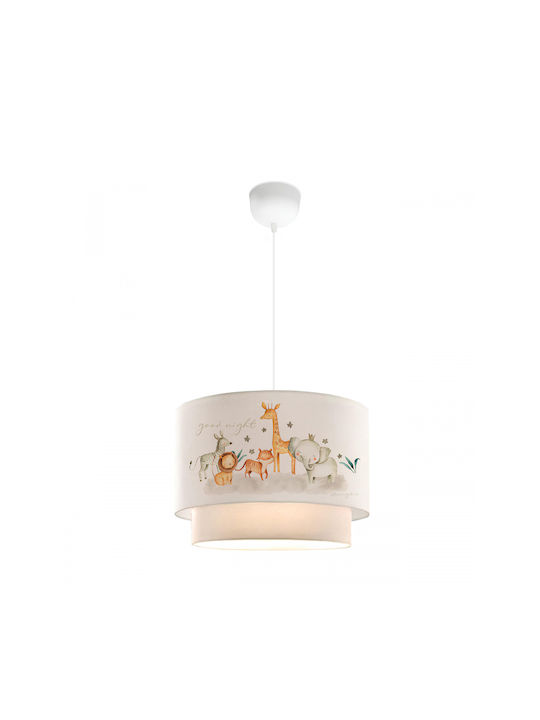 GloboStar Kids Fabric Single Ceiling Light E27 Giraffe White 30x70cm