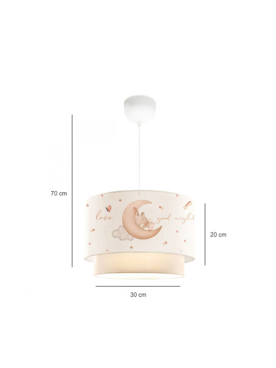 GloboStar Kids Fabric Single Ceiling Light E27 Moon White 30x70cm
