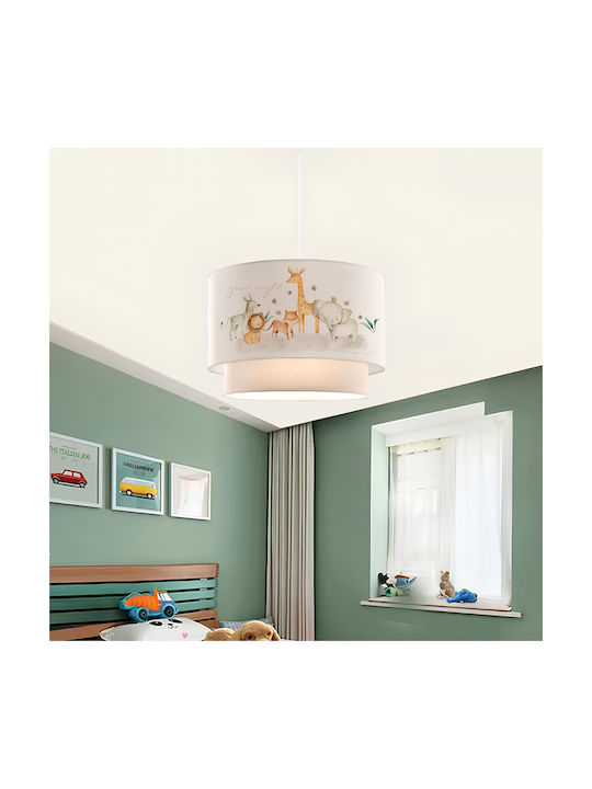 GloboStar Kids Fabric Single Ceiling Light E27 Giraffe White 30x70cm
