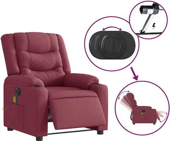Relaxsessel Friseurwaschbecken mit Fußhocker Bordeaux 77x93x99cm