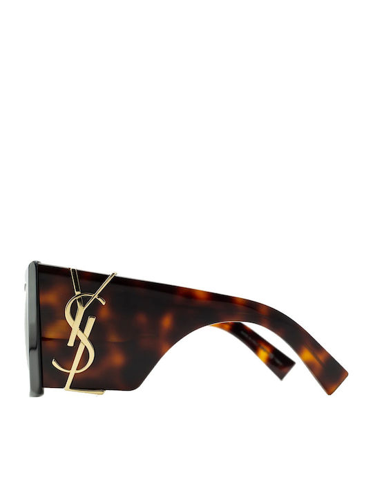 Ysl Women's Sunglasses with Brown Tartaruga Plastic Frame and Black Lens SL M119 BLAZE 003