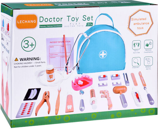 Jokomisiada Set medical pentru copii din lemn 5buc