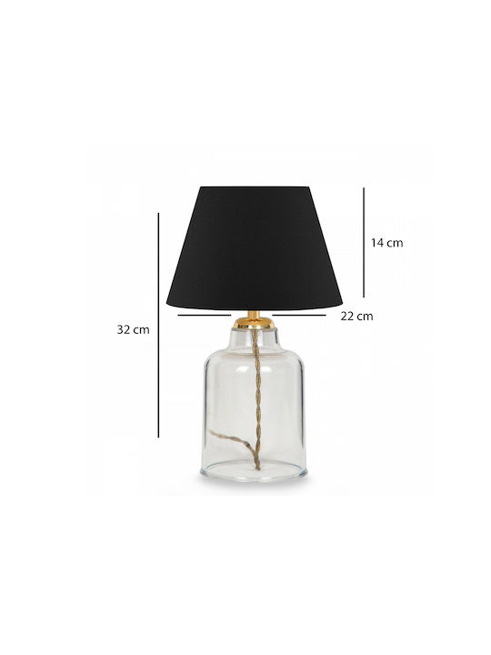GloboStar Plastic Table Lamp for Socket E27 with Black Shade and Transparent Base