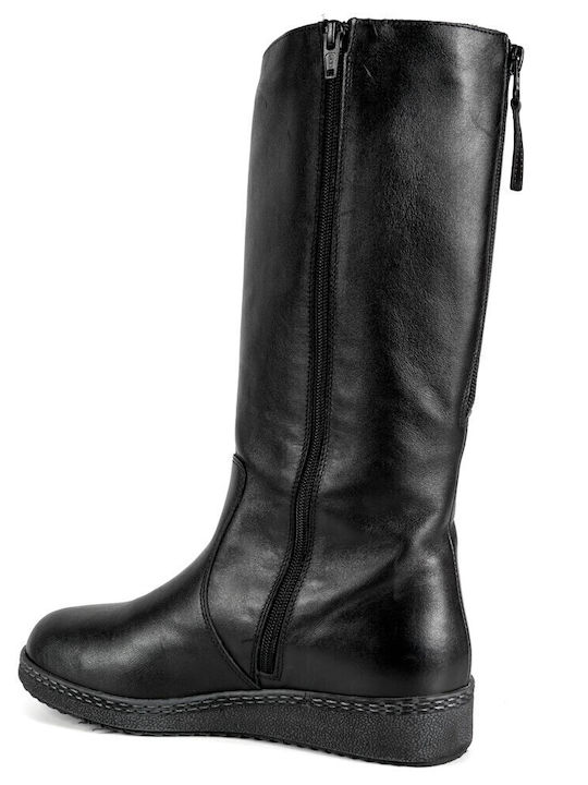 Anatomic Leather Women's Boots with Rubber / Zipper & Fur Black