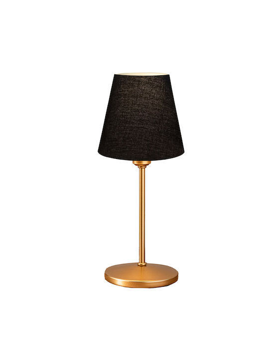 GloboStar Metal Table Lamp for Socket E27 with Black Shade and Gold Base