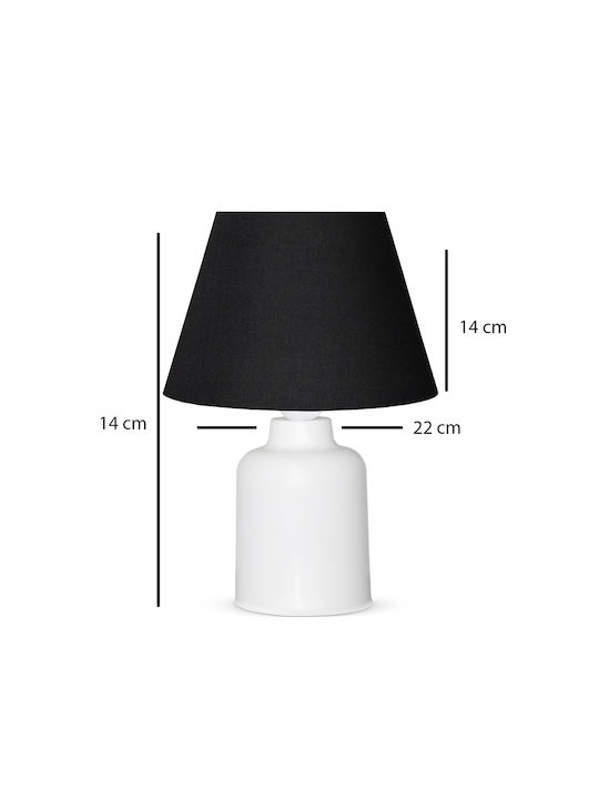 GloboStar Plastic Table Lamp for Socket E27 with Black Shade and White Base