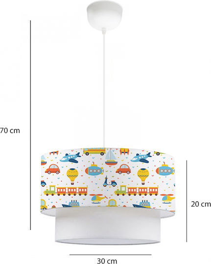 GloboStar Train Einfaches Licht Kinderdeckenleuchte Deckenleuchte mit Fassung E27 Weiß 30x70cm