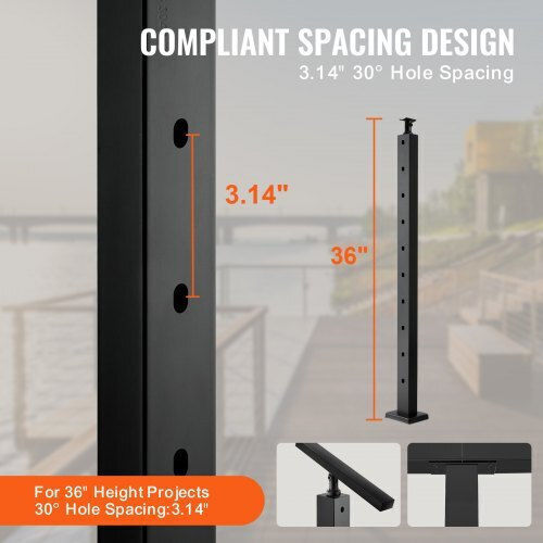 Vevor Railing Post 36x1x2in 30° Black 1pc 1jzlgzhs91424hs5gv0