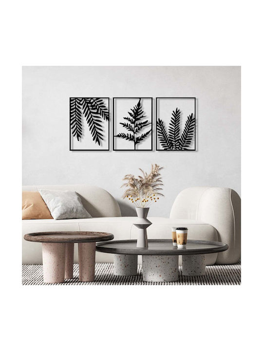 Yakomoz Wall Decor Set of 3 279enz1277 38x50cm Black Wallity Metal