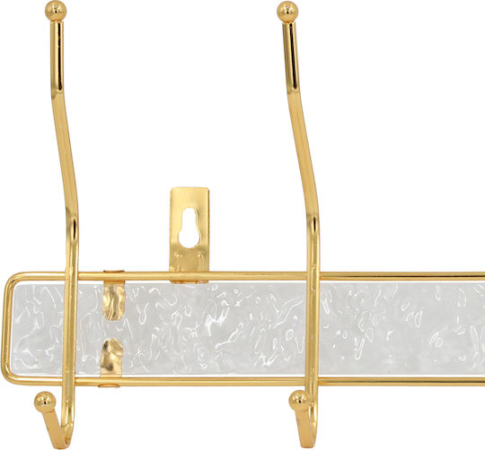 Metal Wall Hanger with 10 Slots 41x5.5x16 cm Gold Acrylic Keskor 51340