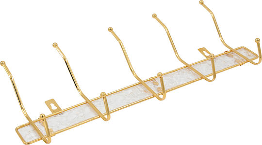 Metal Wall Hanger with 10 Slots 41x5.5x16 cm Gold Acrylic Keskor 51340