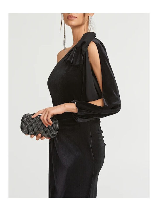Damen Bluse Samt Schwarz