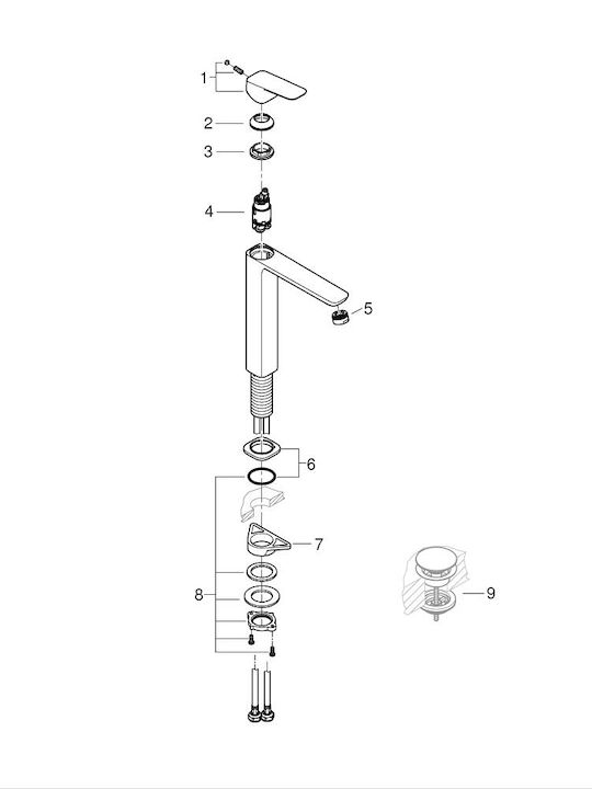 Grohe Αναμεικτική Μπαταρία Νιπτήρα Ασημί