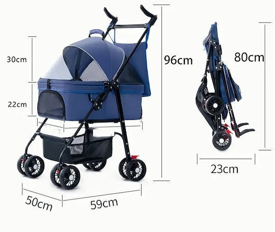 Dog/Cat Carrying Blue Stroller L50xW59xH96cm