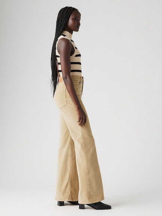 Ribcage Women's Jean Trousers Flared Beige