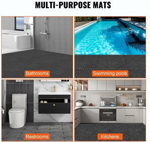Set of 55 Matte Tile Drainage Vevor 30x30 cm Black Hzxsjdd1212yjt8w2v0