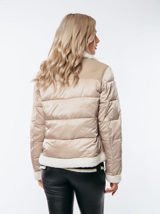 Къс Дамско Джинсово Яке Beige
