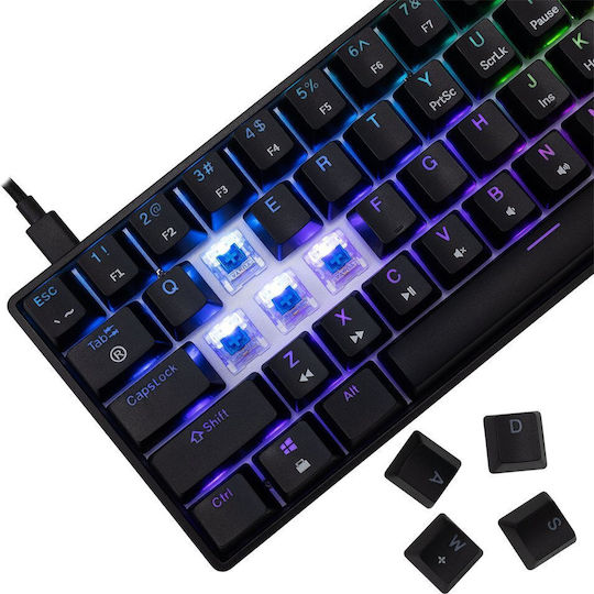 White Shark Shinobi 2 Gaming Μηχανικό Πληκτρολόγιο 60% με Custom Blue διακόπτες και RGB φωτισμό (Αγγλικό US)