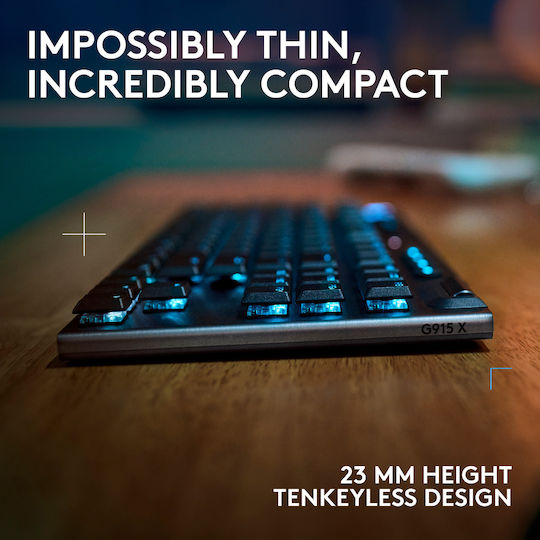 Logitech G915 X Lightspeed Wireless Gaming Mechanical Keyboard Tenkeyless with GL Linear switches and RGB lighting (English US)