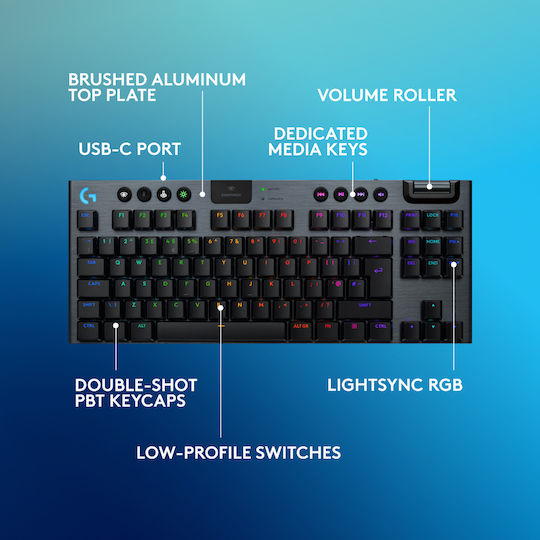 Logitech G915 X Lightspeed Wireless Gaming Mechanical Keyboard Tenkeyless with GL Linear switches and RGB lighting (English US)