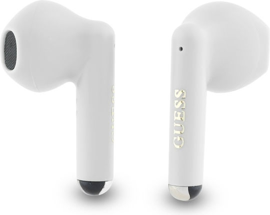 Guess Printed Classic Logo Earbud Bluetooth Handsfree Earphones with Charging Case White