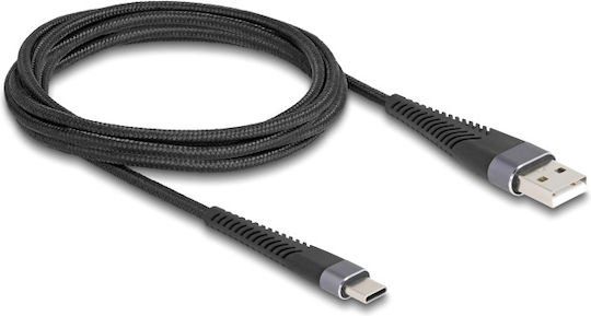 DeLock Geflochtenes USB 2.0 Kabel USB Typ-C männlich - USB-A 60W Schwarzes 2m 81122