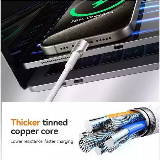Joyroom S-A51 Плетен Кабел USB-C Мъжки - USB-C 60W Захранване PD Сив 1.2м