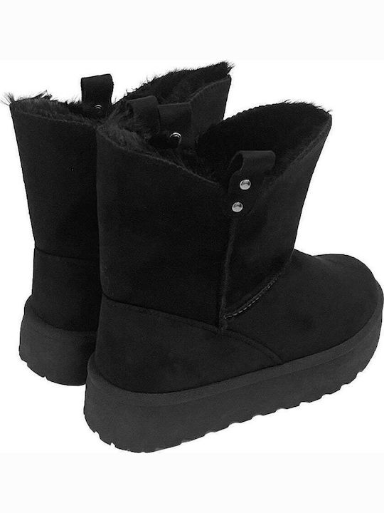 Women's Ankle Boots with Fur Black