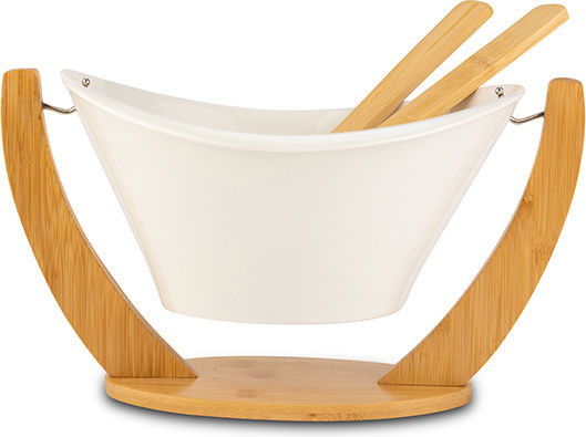 Nava Wooden Salad Bowl White 26x23x18.5cm