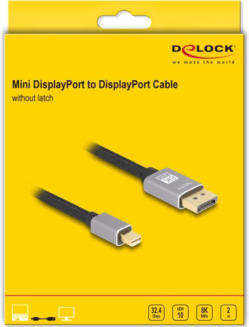 DeLock Cable mini DisplayPort male - DisplayPort male 2m Black (81092)