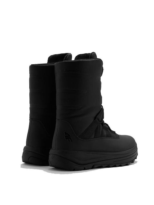 4F Synthetic Leather Snow Boots with Laces Black