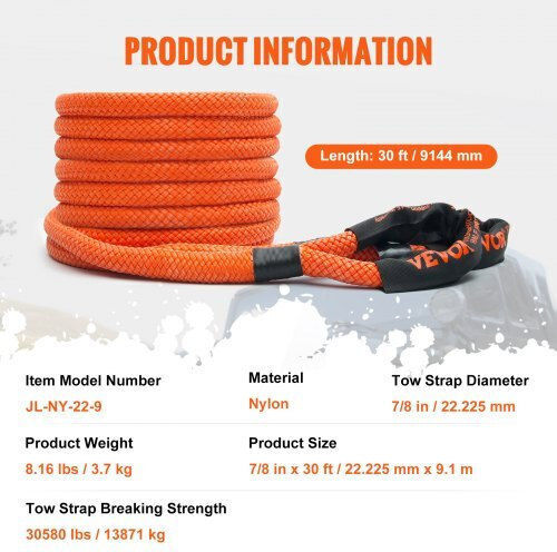 Vevor Car Towing Equipment Orange Colour Tow Rope