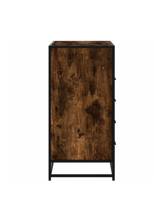 Wooden & Metallic Chest of Drawers Smoked Oak 70x41x70cm