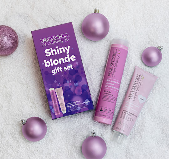 Paul Mitchell Shiny Blonde Hair Treatment Set for Coloured Hair with Shampoo 2 Pieces