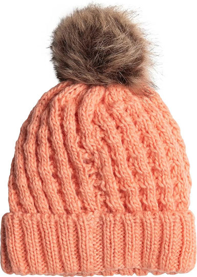 Blizzard Pom Pom Beanie Unisex Beanie Knitted in Orange color