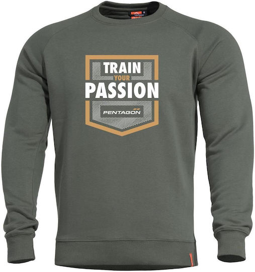 Pentagon Hawk ''train Your Passion'' Camo Sweatshirt in Green color