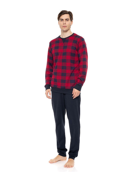 Ulisse Men's Winter Pajamas Set Blue, Bordo Ulisse Men's Winter Pajamas Set Blue, Bordo