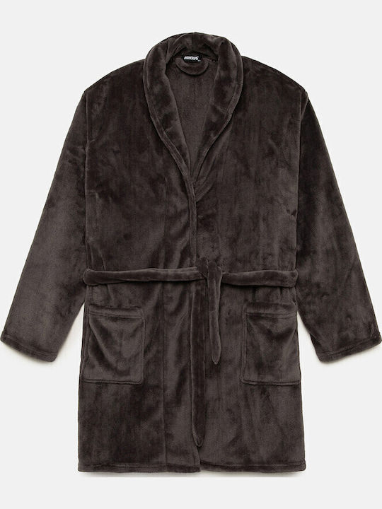 Minerva Χειμερινή Ανδρική Ρόμπα Grey Carbon Minerva Χειμερινή Ανδρική Ρόμπα Grey Carbon