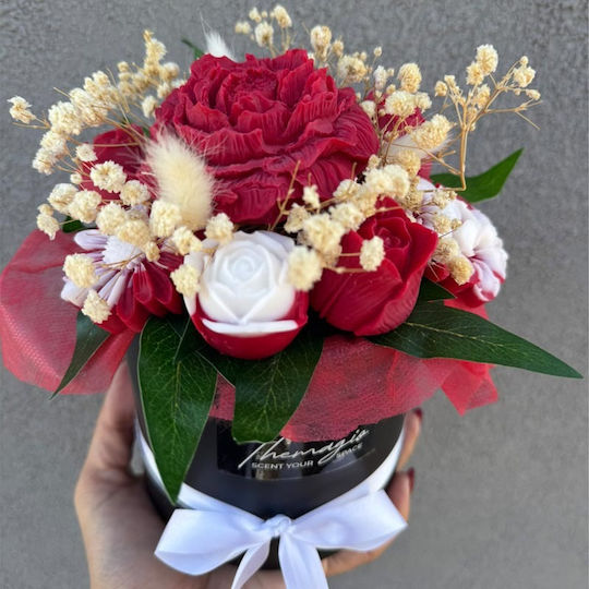 Lumânare din ceară de soia cu buchet de flori parfumate Themagio 12 X 14 cm cutie Red Passion