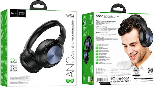 Hoco W54 Ασύρματα / Ενσύρματα Over Ear Ακουστικά με 40 ώρες Λειτουργίας Μαύρα