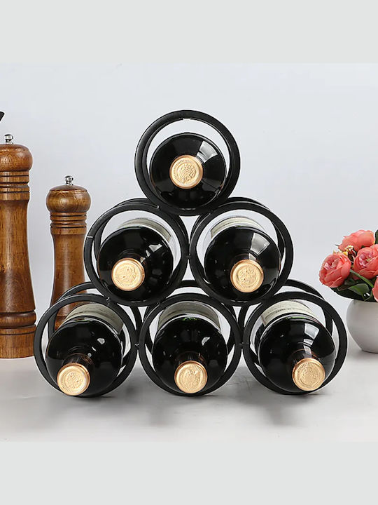 Keskor Freistehend Flaschenhalter Metallisch für 6 Flaschen Schwarz 30.5x14.5x28εκ.